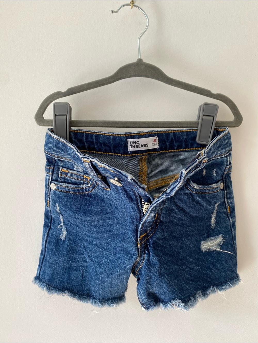 Epic Threads Distressed Denim Kids Shorts - Blue